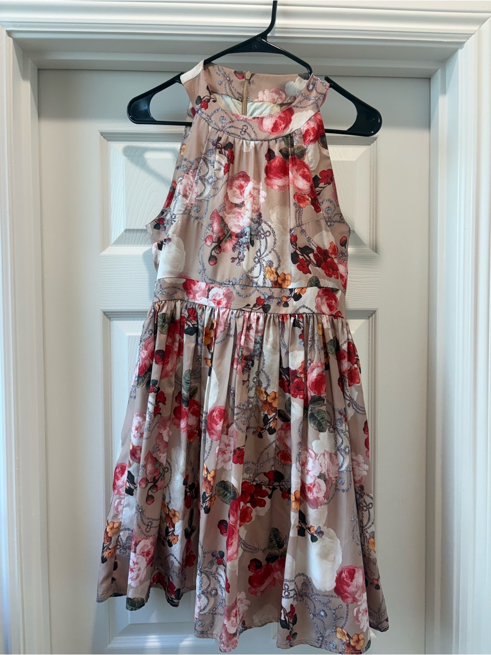 Floral Halter Midi Dress in Blush Pink